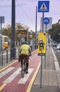 Bicycle lane in Budapest/Hungary Ã¢â¬â October 27, 2018